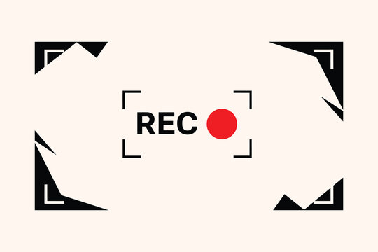 A digital camera recording interface overlay with a classic red dot and rec text indicator design Vector