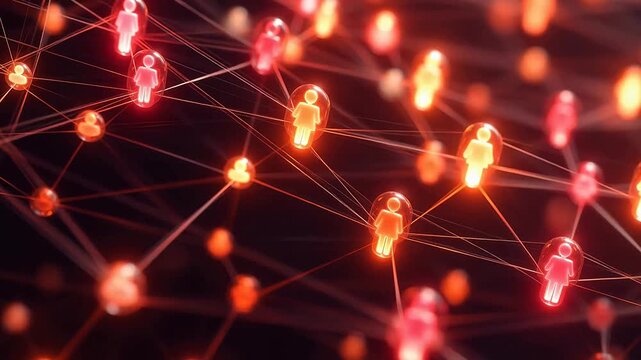Advanced Connected human icons on network for Digital Transformation and Cyber Infrastructure