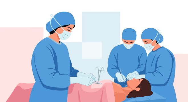 Surgeons Performing Operation in Operating Room, Medical Team Working on Patient