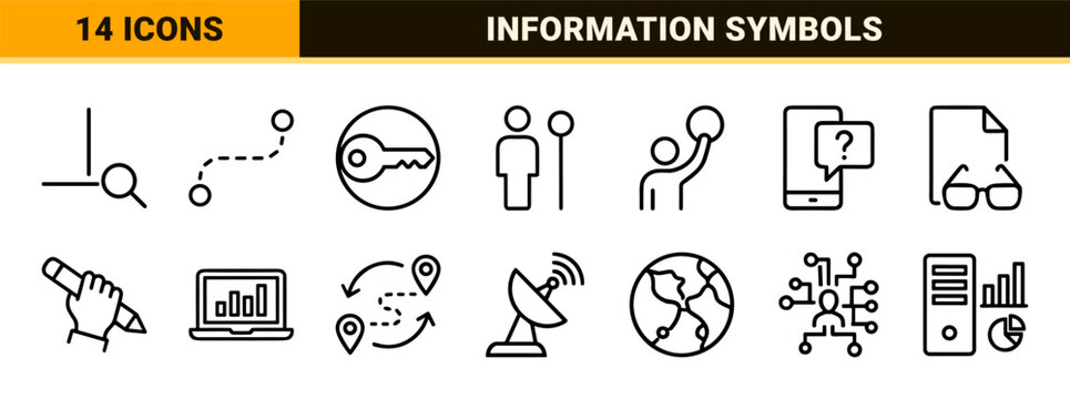 Information and data line icon set in minimalist style