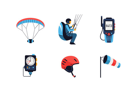 Paragliding Equipment Icons
