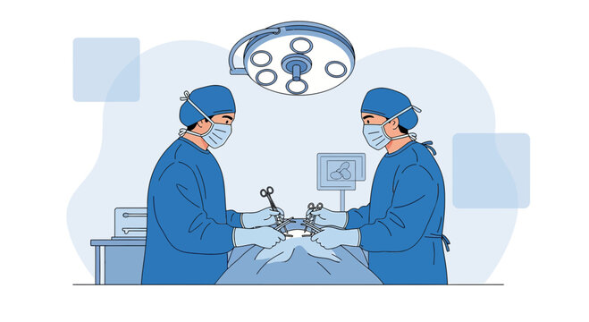 Surgeons Performing Operation in Modern Operating Room with Medical Equipment