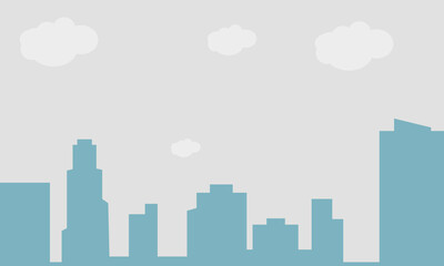 Fototapeta premium Flat city skyline background with clouds and copy space for text.