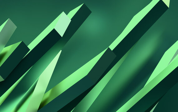 Abstract Green Crystal Shapes on Dark Background