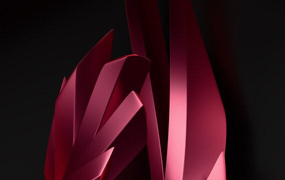 Abstract Red Crystal Geometry on Black Background