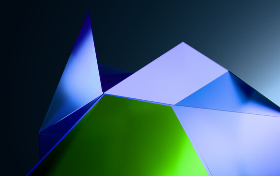 Abstract Blue and Green Geometric Polygon Background