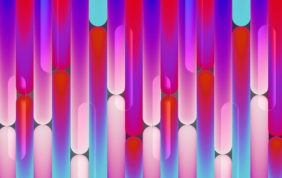 Abstract Neon Gradient Vertical Bars Background with Rounded Shapes