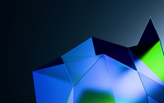 Futuristic Faceted Shapes on Dark Gradient Backdrop