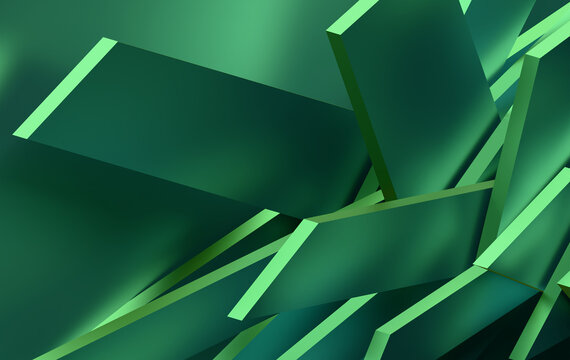 Abstract Green Crystal Shapes on Dark Background