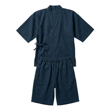 Traditional Japanese jinbei summer loungewear set in indigo