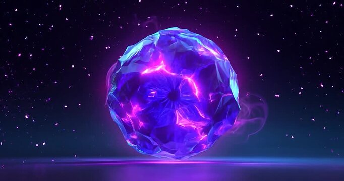 Neon sphere glowing orb abstract energy purple light blue digital art futuristic background cosmic space particle effect sci fi design floating magic crystal orb glowing sphere purple energy blue