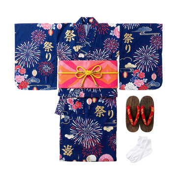Traditional Japanese festival yukata set with geta and socks