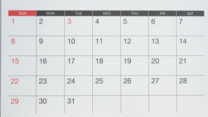 calendar page date background business planning appointment meeting concept