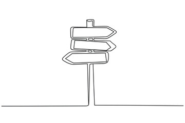 Minimalist one line drawing of a stacked signpost with arrow directions © Pixel Loft