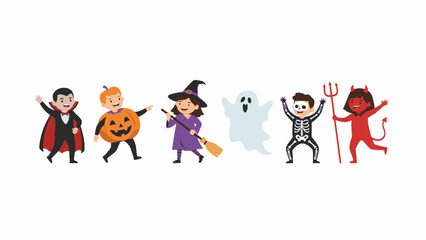 Fototapeta premium Halloween Kids Costume Set Isolated on White Background