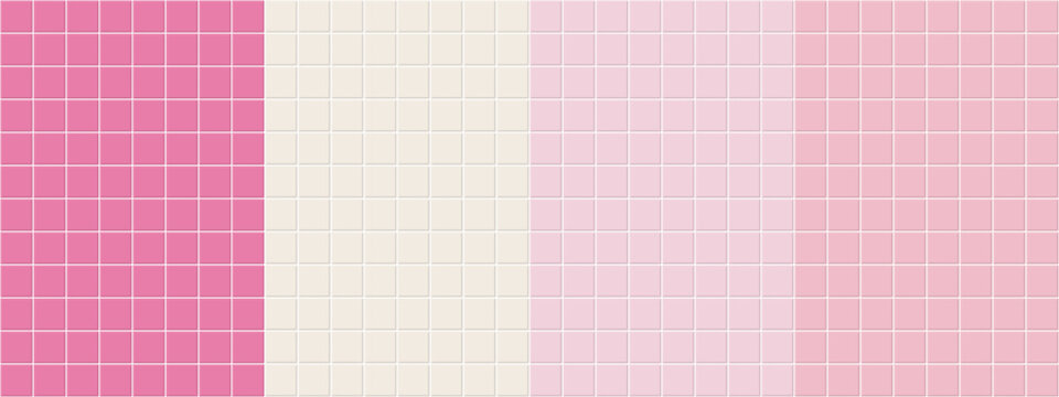 Seamless bathroom set and tile pool ceramic with grid pink background. Texture floor wall and kitchen square clean with yellow display subway. Water seamless pattern and mosaic tile view.