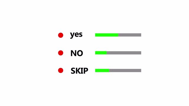 yes, no ,skip ,option button animation for survey and poll in transparent background in 4k animation with alpha channel yes ,no , skip , option animation button