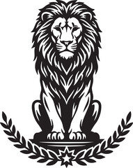 Obraz premium Bold Lion Silhouette Vector in Black and White Powerful Wildlife Illustration