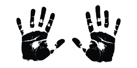 Fototapeta premium handprint silhouette set with inked palm texture vector illustration