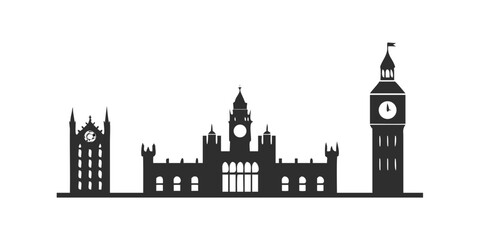 Fototapeta premium Silhouette of famous London landmarks, monochrome design, skyline concept 