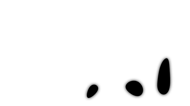 Minimalist black ink blot transition effect on white background, abstract organic shape morphing motion