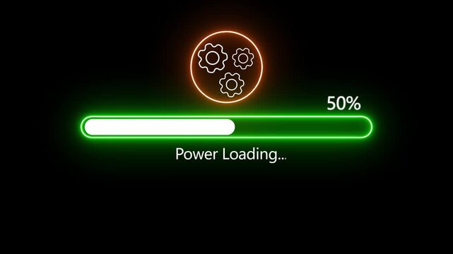 Vibrant Neon Loading bar downloading bar loading screen pixelated progress animation Loading Transfer Download 0-100%. Neon loading bar cyberpunk style