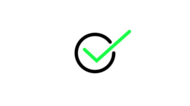 Minimalist green checkmark animation in black circle, success and approval symbol for ui and digital interfaces