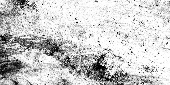 Grunge texture with black scratches and smudges on white surface isolated on transparent background