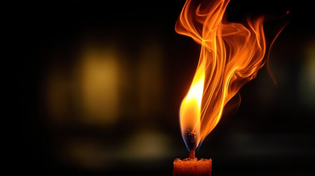 fiercely. A solitary flame burning brightly against a dark, undefined background. wellbeing guides, coaching materials, designed for coaching and self-improvement content, clarifies learning.