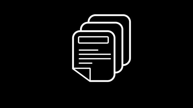 Document icon animation - icon symbol motion design blakc backdrop