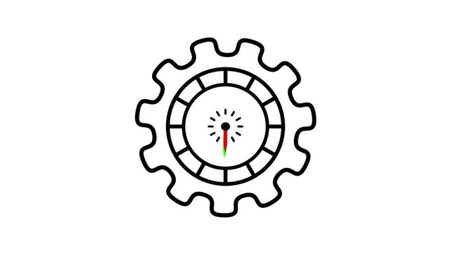 Worktime concept - mechanic gear as clockface white
