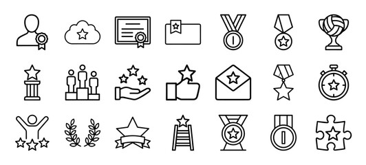 Fototapeta premium Award and achievement minimalist outline icons