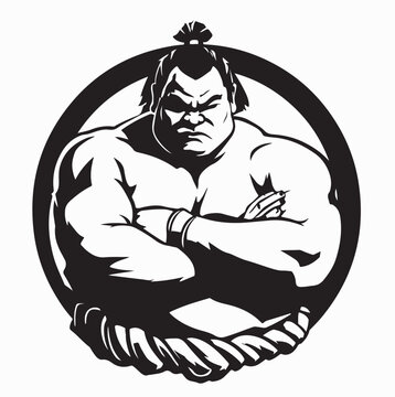 Japanese Martial Arts Sumo Wrestler In Mawashi Vector Art