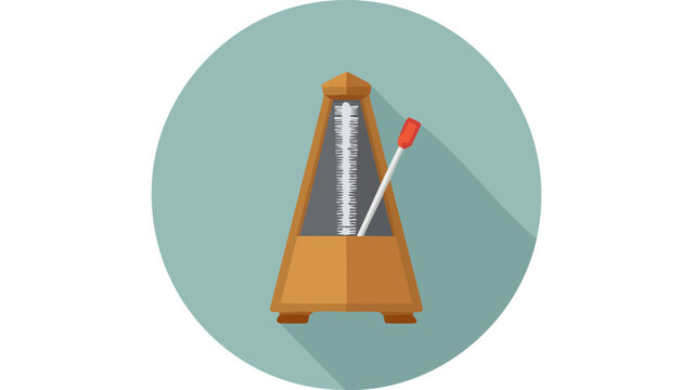 Mechanical metronome icon with pendulum arm illustrating precise tempo timing device used in music practice sessions vector