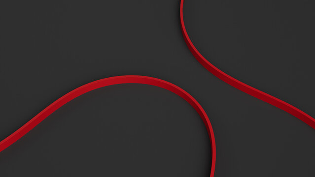 The background is an abstract black with fashion wavy red lines. 3d rendering illustration not AI