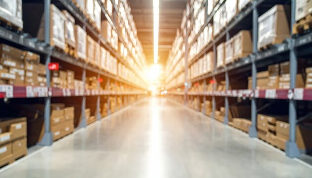 Blurred perspective of large storage facility operations in industrial setting