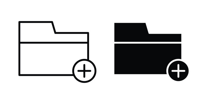 Create folder icon. glyph solid icons collection. Line icons