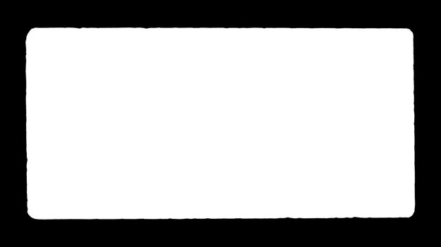 Retro film frame matte with textured organic edges. Distressed vintage border for cinematic video masking and analog aesthetics.
