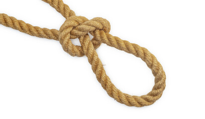 Obraz premium Rope knot isolated on white background symbolizing business partnership and strong relationships.