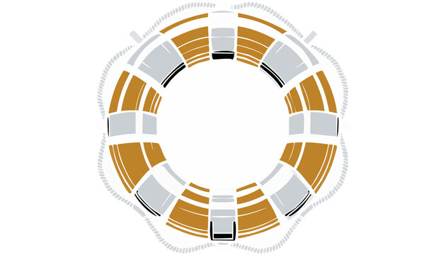 Circular segmented ring design icon resembling technical interface or loading progress indicator with modern style transparent png