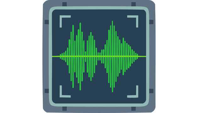 Audio waveform display icon representing sound signal frequency monitoring in digital recording interface style transparent png