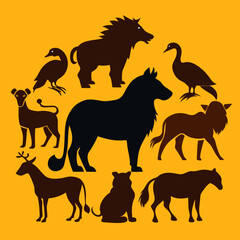 Obraz premium Animal Silhouettes Collection with Wildlife and Nature Concept