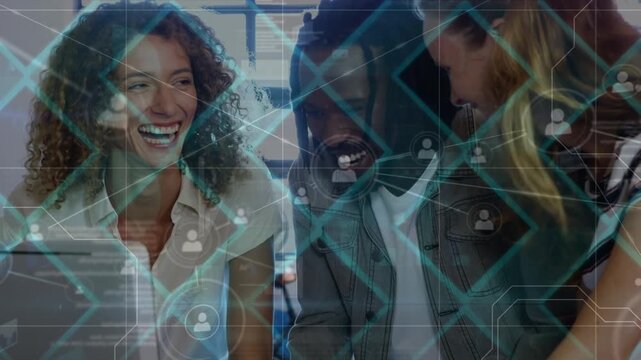 Animation of network of connections over diverse coworkers in office