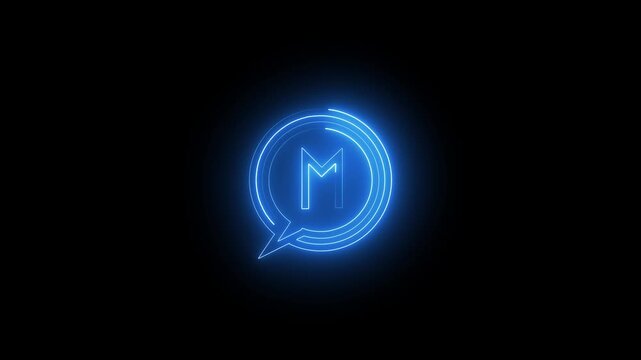 Letter M logo  neon light effect  footage