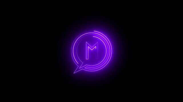 Letter M logo  neon light effect  footage