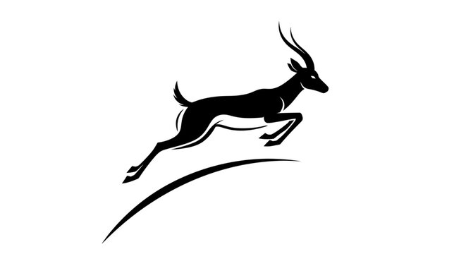 Dynamic silhouette of a jumping gazelle or springbok, symbolizing speed and agility.