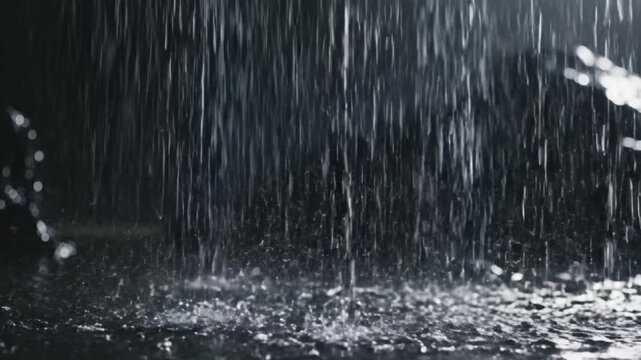 Experiencing Rain Shower in Night Urban Scene