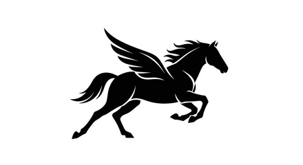 Fototapeta premium Majestic black Pegasus silhouette soaring gracefully.