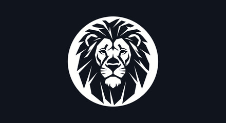 Obraz premium Majestic Lion Head Logo Design on Dark Background.