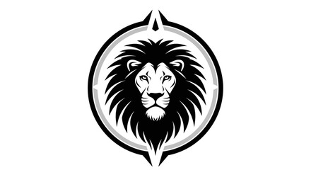 Fototapeta premium Majestic Lion Head Logo Design with Bold Black and White Contrast.